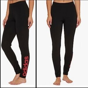 Women Adidas black leggings Size XSmall, with red-orange logo
